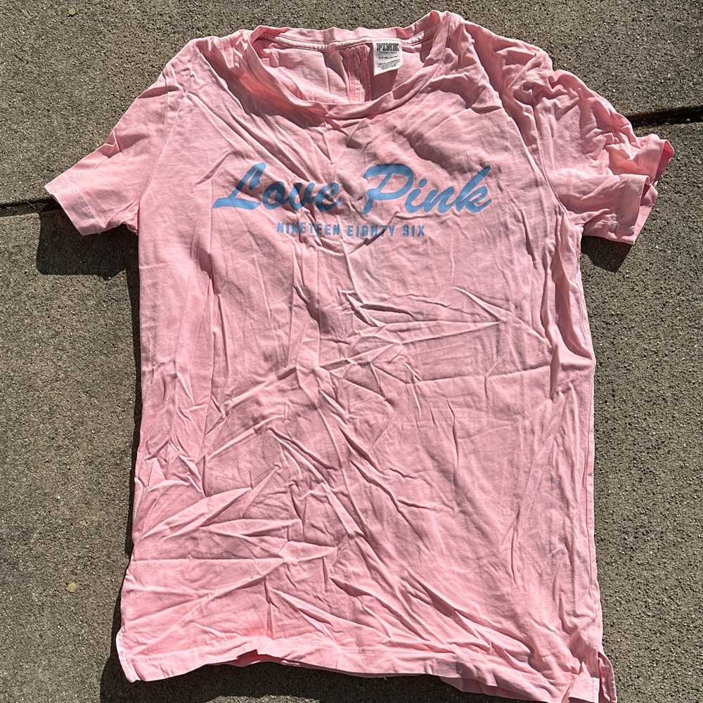 PINK Victoria's Secret woman’s  Tee - Pink and Blue size small was worn